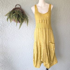 Inizio Magic‎ Yellow Dot 2 Pocket Dress Size M